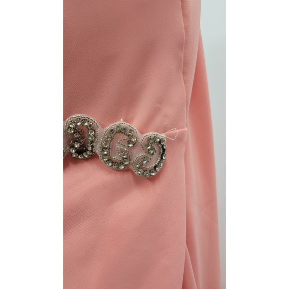Chiffon Strapless High-Low Gown with Crystal Trim - Picture 7 of 10